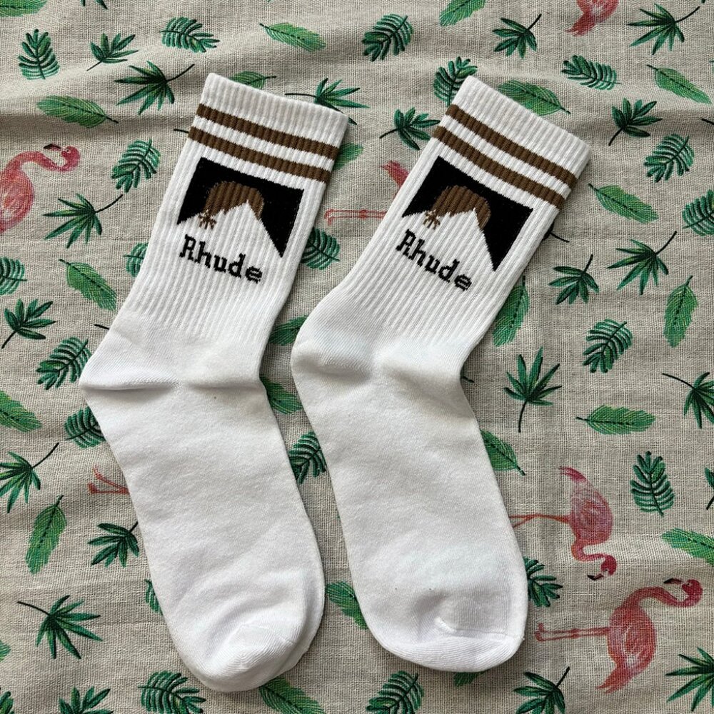 Rhude Mens White Moonlight Sport Socks
